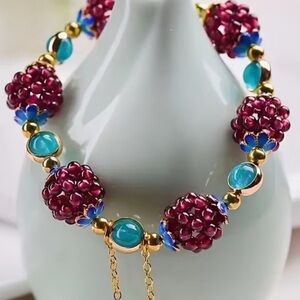 Garnet Cluster Bead Bracelet